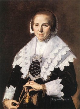 seated man holding a branch Painting - Portrait Of A Woman Holding A Fan Dutch Golden Age Frans Hals